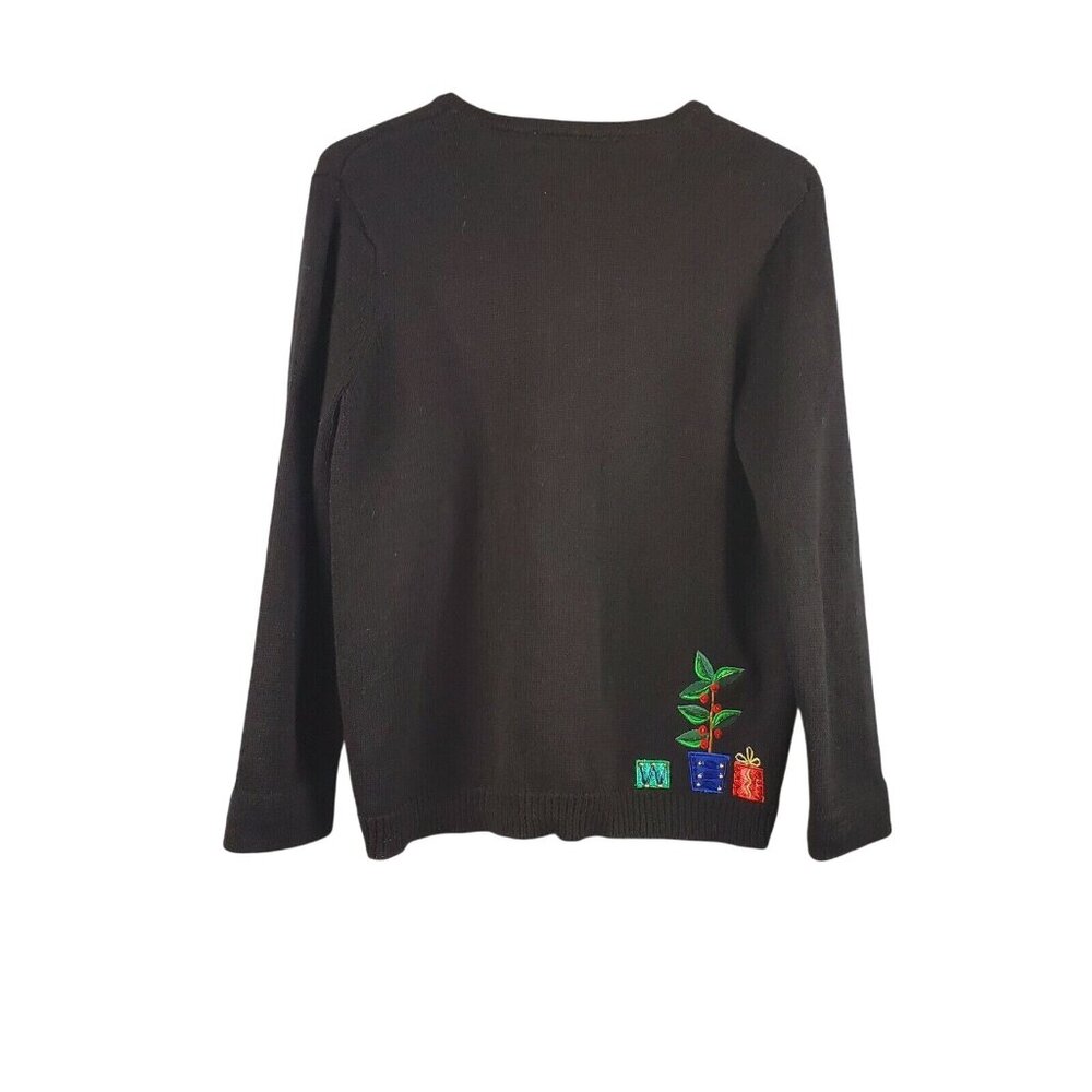 Heirloom Collectibles Christmas Collection Beaded Zip Sweater Sz M Detach Collar - Picture 2 of 9